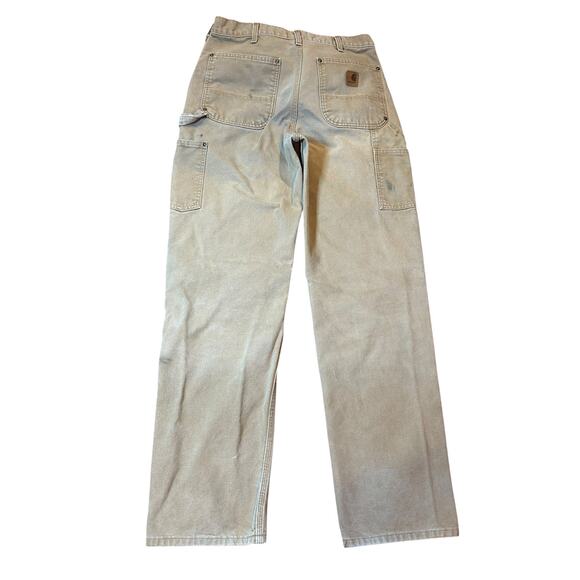CARHARTT Brown B136 Double Front Washed Duck Loose Fit Distressed Pants 32x34 - Picture 2 of 11